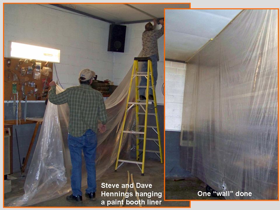 Composite picture of the paint booth construction.
            Click on the picture to enlarge it.